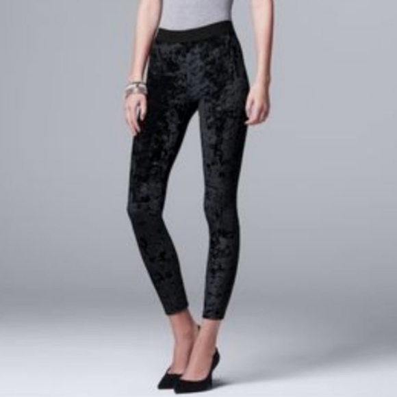 Pants - LARA High Waisted Black Crushed Velvet Leggings